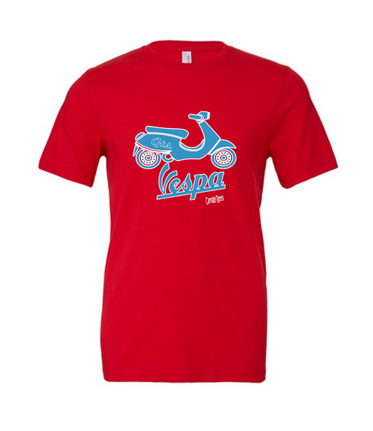 Vespa Baby blue on red